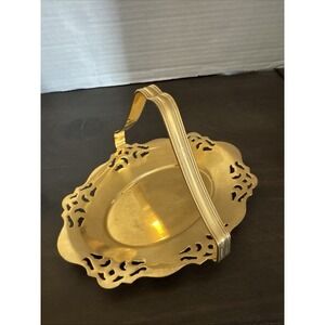 Vintage Gold Electroplated Basket Bowl Candy Dish with Handle -  Forman Family